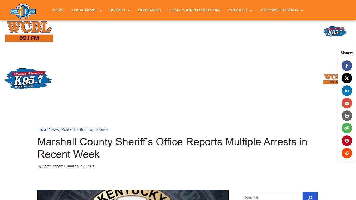 Marshall County Sheriff's Office Reports Multiple Arrests in Recent Week | WCBL